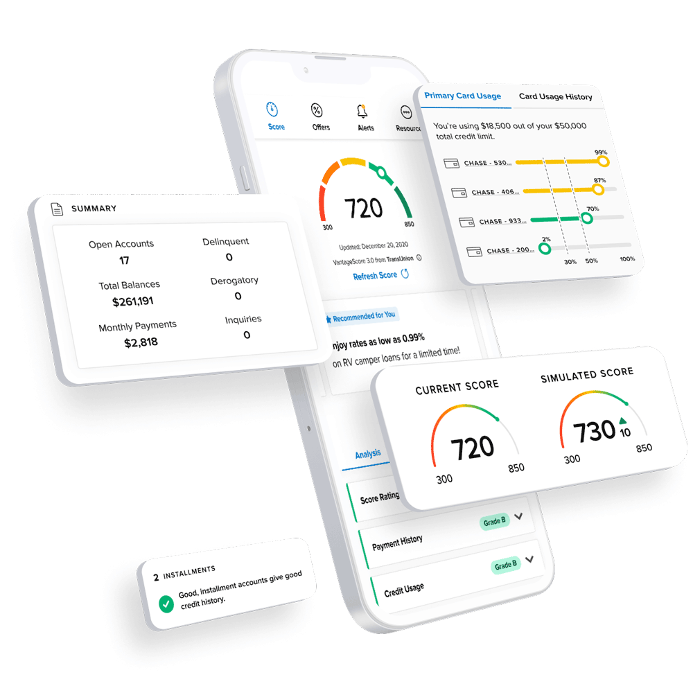 FirstMerchantsBank_SMARTCredit_PhoneComponents First Merchants Bank Credit Score Feature on the new mobile app.