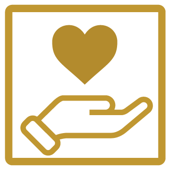 Hand with a heart showing support graphic