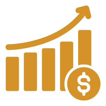Hand with precent and money signs icon