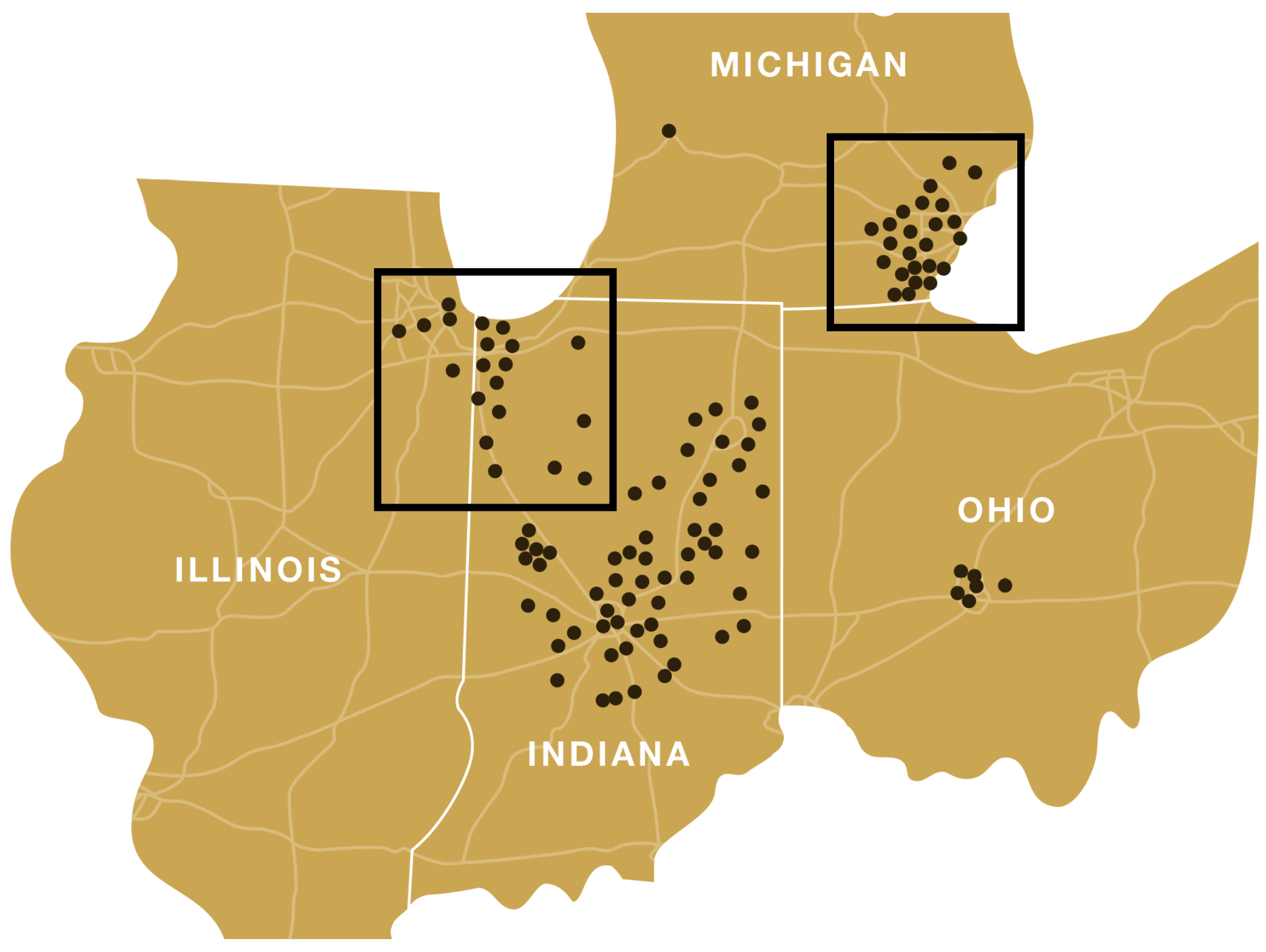 First Merchants Bank Elevating Communities Footprint Map