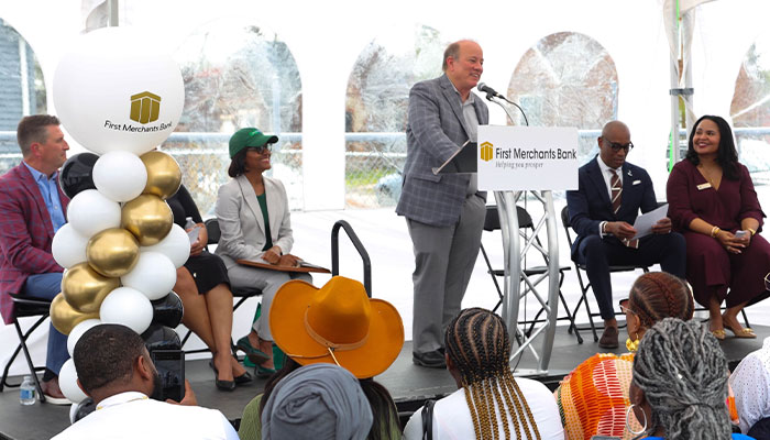 Mayor Mike Duggan speaking at the First Merchants Bank Detroit-Fitzgerald Groundbreaking.