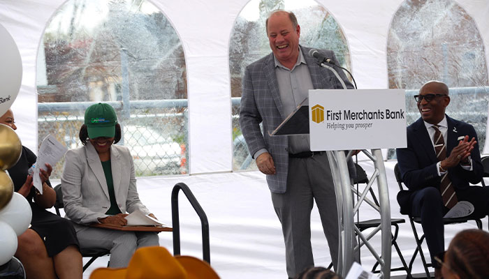 Mayor Mike Duggan at the First Merchants Bank Detroit-Fitzgerald Groundbreaking.