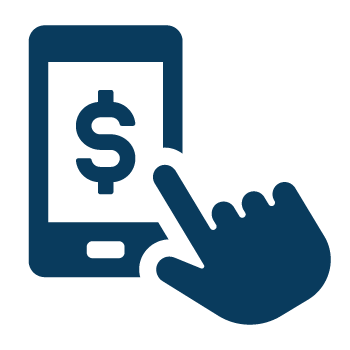 Hand banking on a mobile devise icon