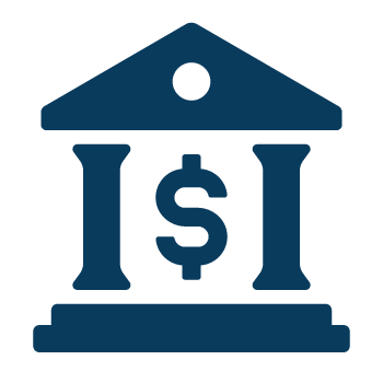 Bank building with a $ in the middle icon