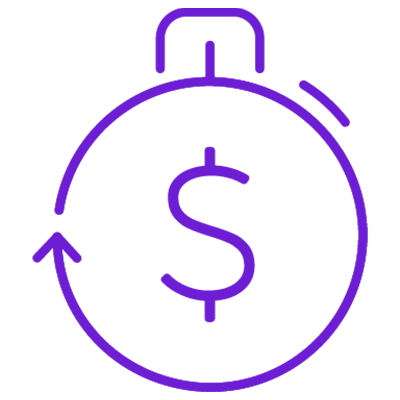 Purple Stopwatch with Money Sign Graphic