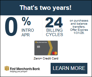 Click here for a First Merchants Credit Card Offer