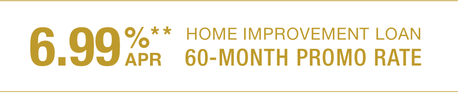 0926-1480-HomeImprovement-Rate 6.99% APR offer for Home Lending, restriction apply.