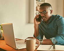 African American using digital technology