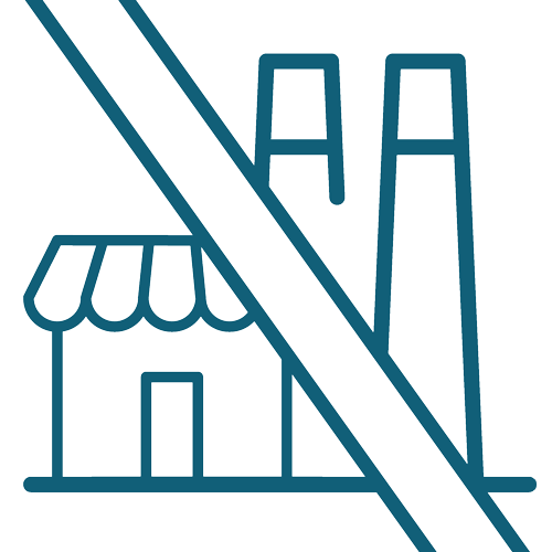 Small business separated from smoke stacks icon