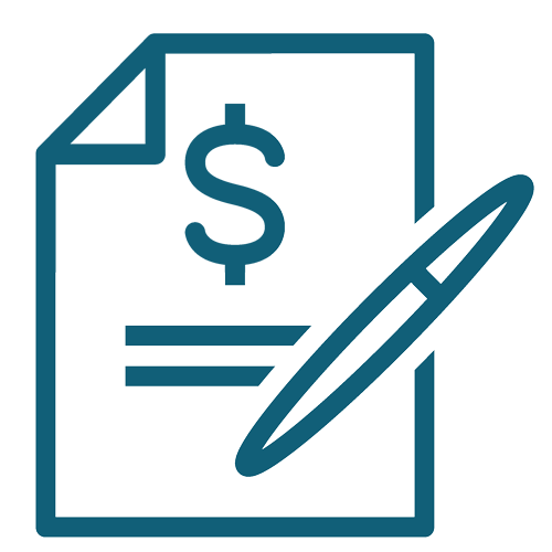 Loan documents with a dollar sign icon